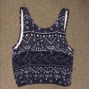 Blue printed crop top